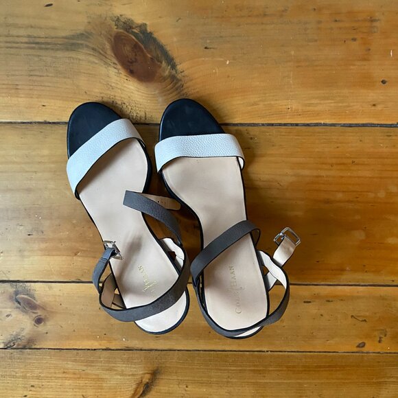 Cole Haan Nike Air White and Gray leather ankle strap heel - Picture 5 of 8